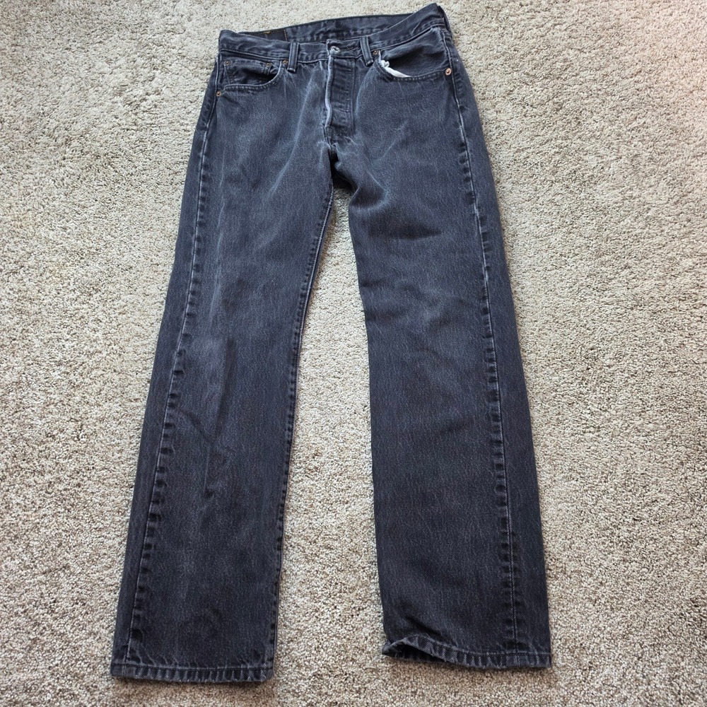 VINTAGE Levi's 501 Mens 30x30 Black Cotton Button Fly Straight Leg Jeans Grunge